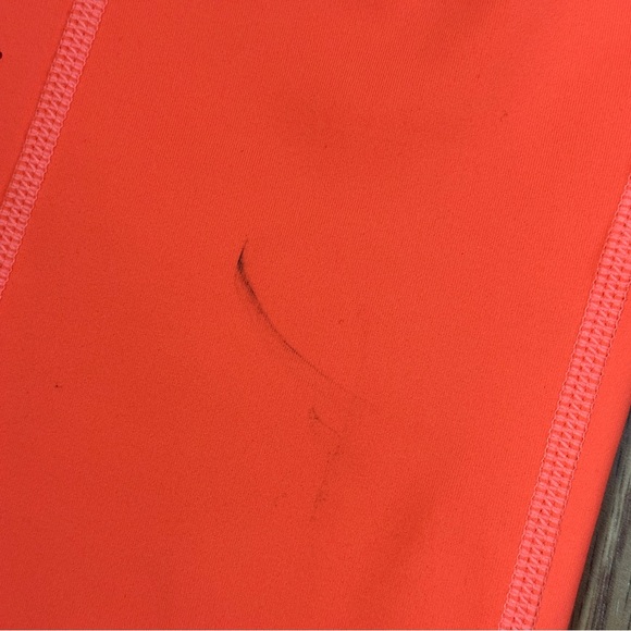Athleta Laser-Cut High Rise Run Tight in Neon Coral | Compression Leggings Small - Picture 7 of 15